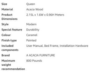 acacia wood bed frame