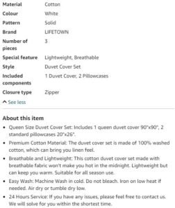 100% washed cotton duvet cover set