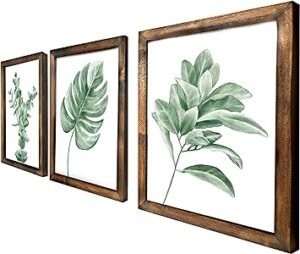 framed painted botanical leasves